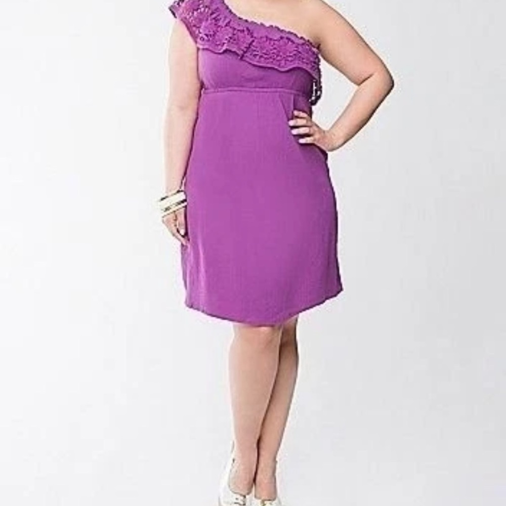 Lane Bryant Purple One-Shoulder Midi Dress